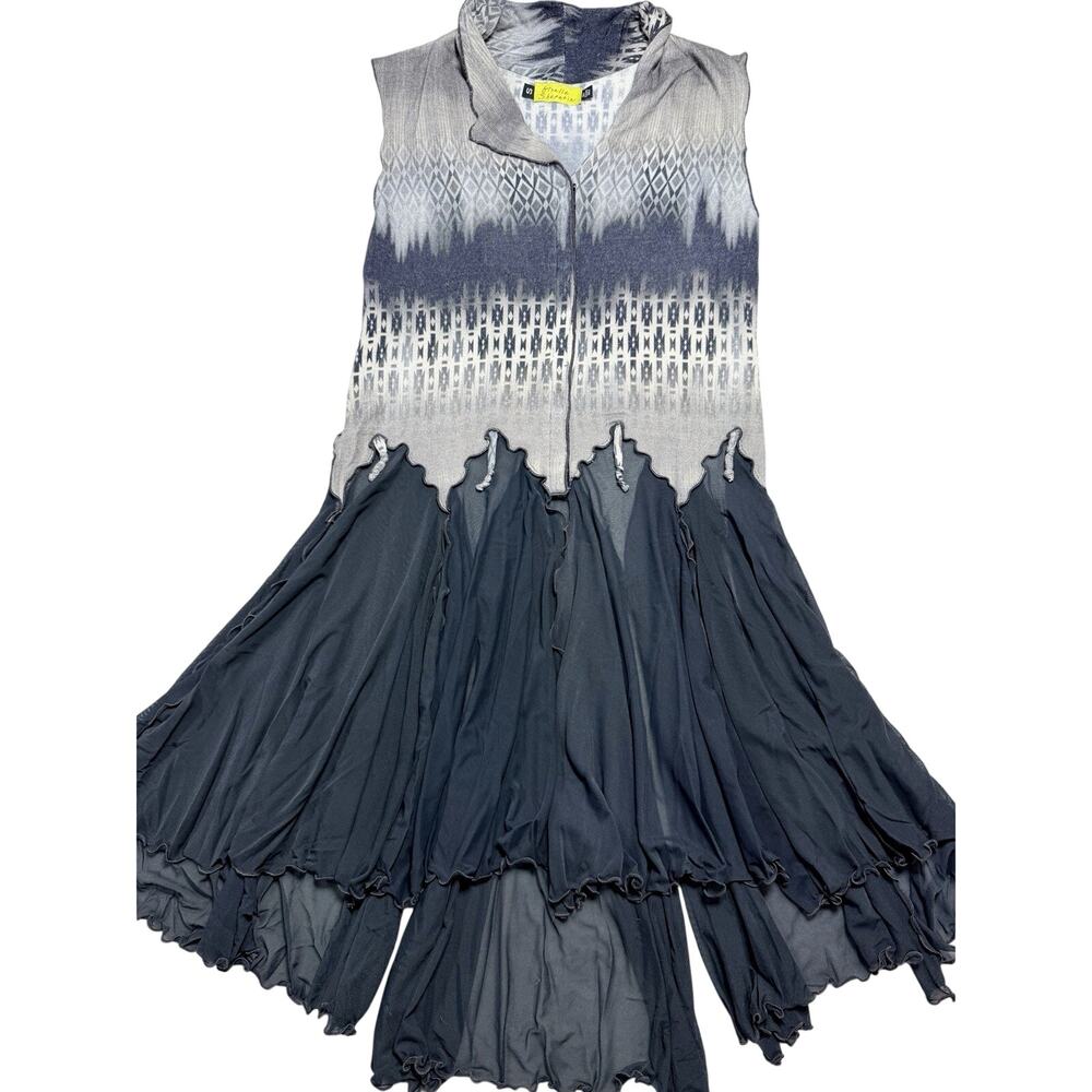 Giselle Shepatin Dress Pleated Hanky Hem Ikat Knit Whimsigoth Dark Academia Sz S